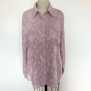 PrettyGarden Floral Collared Button-Up Top